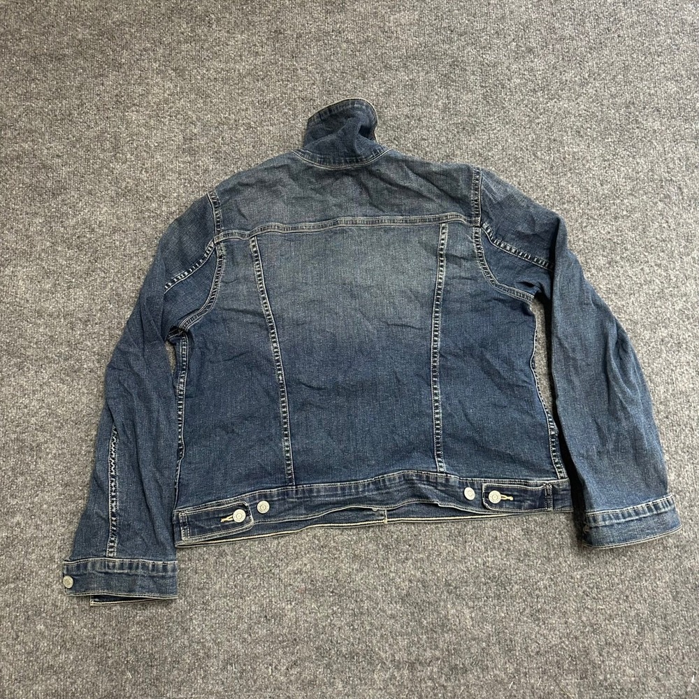 Levi's Denim Jacket Womens Size XL Blue Patchwork Distressed Trucker Coat - Picture 7 of 10